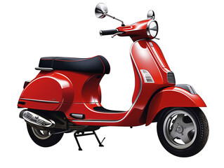 a red scooter with black seat