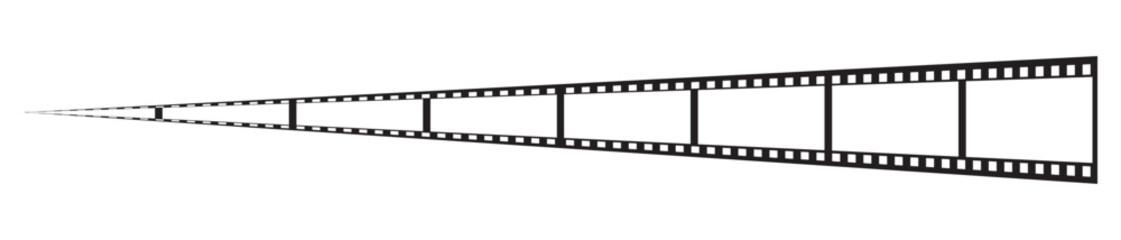 film strip icon used for videography elements, cinema reel. Filmstrip with frames, photo and videos for camera. Old white and black film tapes of 35mm. Realistic film strip on white background.