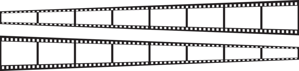 film strip icon used for videography elements, cinema reel. Filmstrip with frames, photo and videos for camera. Old white and black film tapes of 35mm. Realistic film strip on white background.