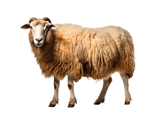 a sheep with horns standing