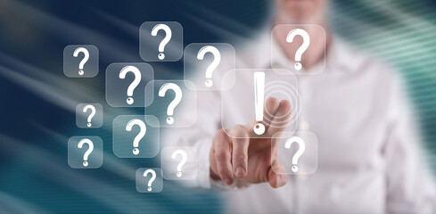 Man touching a q&a concept