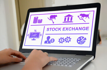 Stock exchange concept on a laptop screen