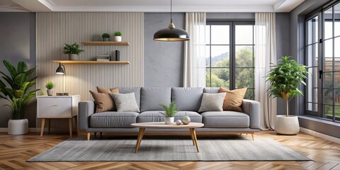 Modern living room with a stylish sofa, modern, living room, sofa, contemporary, furniture, interior design, comfortable