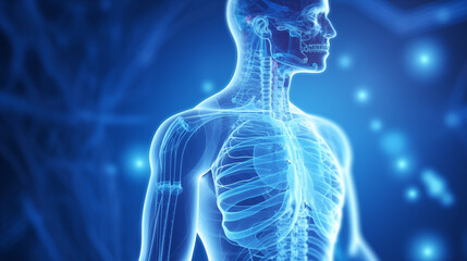 Abstract Medical Technology background, digital x ray of a human body