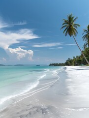 Fototapeta premium Serene Ngapali Beach Paradise - Tropical Palm Trees and Turquoise Waters