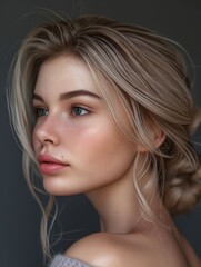 Naklejka premium A beautiful blonde woman with long hair.