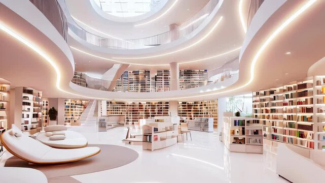 Interior view of a modern library