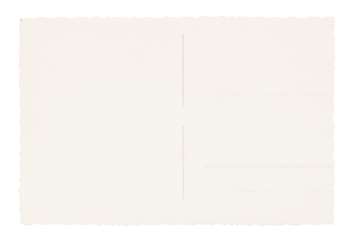 Blank back side empty vintage retro postcard isolated on transparent background