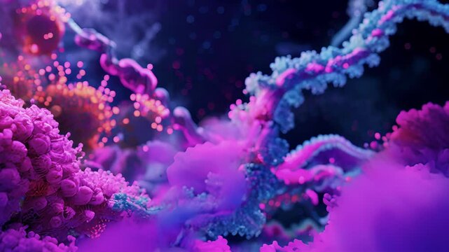 An artistic representation of the rie as a molecular machine tirelessly translating mRNA into functional proteins for cellular activities.