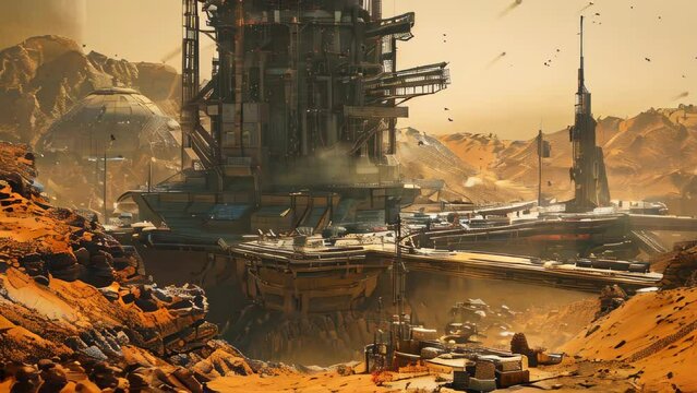 A mining facility on Mars
