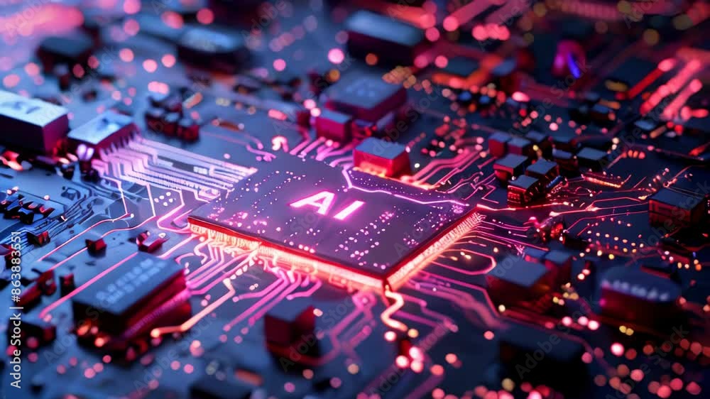 Poster generic computer motherboard driven by an artificial intelligence processor