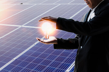 Hand writing concept showing solar energy The business image shows the radiation from the sun that can produce heat or electricity.