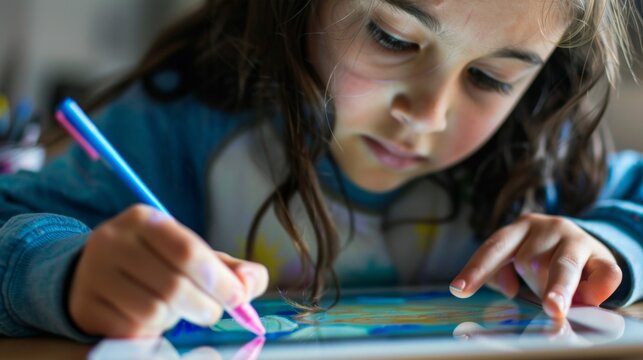 A student studying on a tablet with a digital pen, representing the use of technology to enhance traditional learning methods in online education.