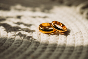 Wedding rings photo. Golden rings. Married. Photo. Love concept. Love. Bride