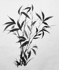 Obraz premium Minimalist ink painting of bamboo