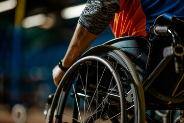 Lifestyle of disabled person on a wheelchair AI generative modern technology