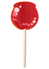 デフォルメされたりんご飴のベクターイラスト