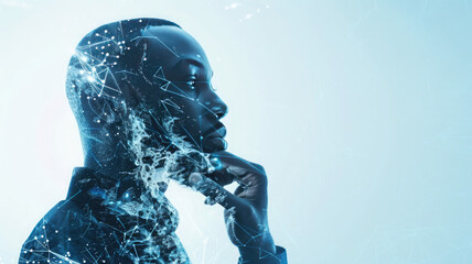 Futuristic Vision: African-American Man with AI Technology Concept