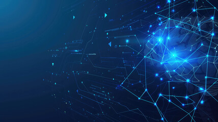Obraz premium AI Brain Hologram on Blue Background
