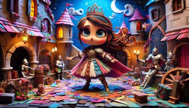 Palabras clave: ilustraci&oacute;n 3d, princesa valiente, princesa, guerrera, cuento de hadas, reino m&aacute;gico, valent&iacute;a, castillo, medieval para ni&ntilde;os, fantas&iacute;a storybook, arte, decoraciones, variopinto