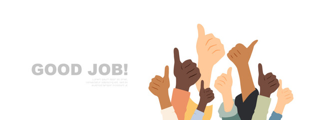  Good Job banner. The set of hands with thumbs up.