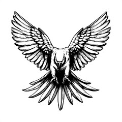 Obraz premium parrot, macaw in black and white animal illustration