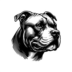 pitbull in black and white animal illustration