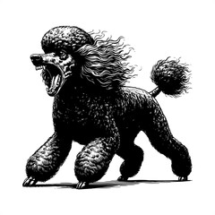 Fototapeta premium Poodle in black and white animal illustration