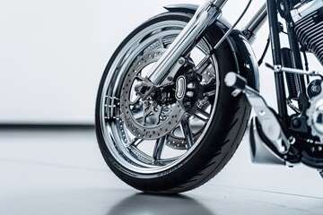 Motorcycle wheels showcased against a neutral white surface