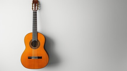 Fototapeta premium The guitar is placed on a frame on a white background