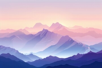 Obraz premium A breathtaking view of majestic mountain peaks bathed in the soft, golden light of dawn. The sky is painted in pastel hues, creating a serene and inspiring landscape. Generative AI