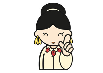 指さしポーズの古墳時代女性