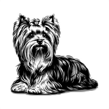 recommend clip art: Yorkshire Terrier in black and white animal illustration