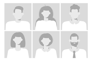 Default placeholder avatar set. Vector illustration.