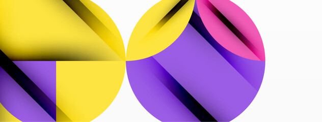 Circle, square and flower petal geometric background. Round shapes composition for wallpaper, banner, background or landing