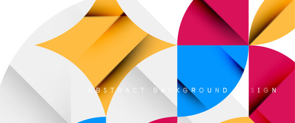 Minimal geometric elements on white. Petals, round triangles, star