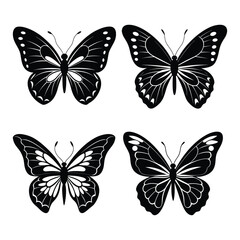 Realistic Butterfly Silhouette Vector Art Illustration Bundle - Perfect for Nature and Wildlife Designs.