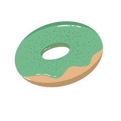 Doodle doughnut fast food cake sweet summer illustration simple draw that can be used for social media, sticker, wallpaper, e.t.c with green brown colors