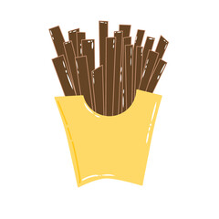 Doodle churros or chocolate stick fast food oily summer illustration simple draw that can be used for social media, sticker, wallpaper, e.t.c with red brown colors
