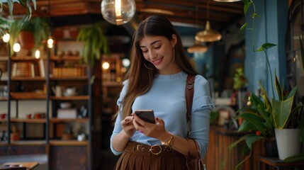 Fototapeta premium The woman using smartphone
