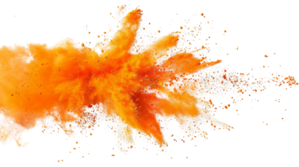 Orange splash holi paint color powder festival explosion burst on transparent background 