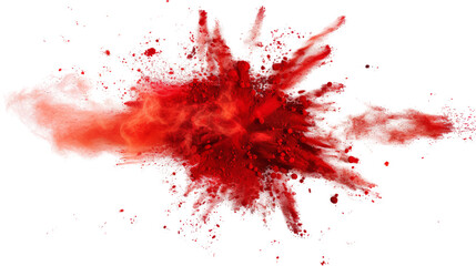 Red splash holi paint color powder festival explosion burst on transparent background 