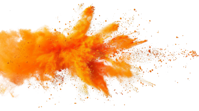 Orange splash holi paint color powder festival explosion burst on transparent background 