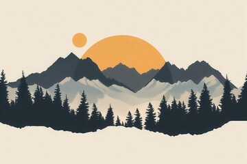 A mountain landscape at dawn with peaks illuminated by the first rays of the sun. The sky is painted in soft pastel hues, creating a tranquil and inspiring scene. Generative AI