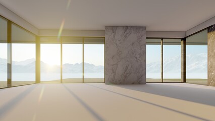 Architecture background empty interior of modern building 3d render