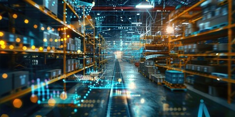 A large warehouse filled with storage shelves, ideal for commercial or industrial use