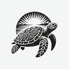 Fototapeta premium Majestic Turtle Silhouette, Captivating Shadows of Marine Life