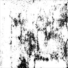 Shabby grunge texture of a concrete wall with moldy putty. Distressed overlay effect. Old scratched wall background. Vector black and white illustration