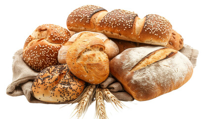 Bread, various kinds of breads on transparent background 