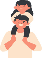 A man is holding a young girl on his shoulders